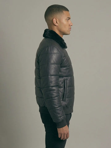 Men's Obsidian Leather Bomber