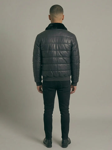 Men's Obsidian Leather Bomber