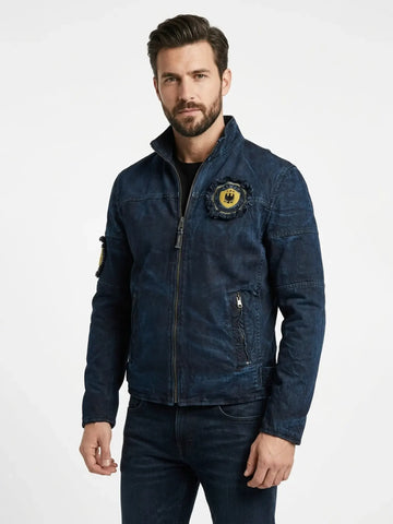 Men's Washed Denim Zip-Up Jacket – Stand Collar Casual Jacket