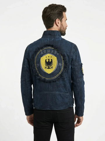 Men's Washed Denim Zip-Up Jacket – Stand Collar Casual Jacket